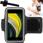 AMPLE Armband Case, iPhone SE 2022 / SE 2020 / iPhone 7 / iPhone 8 Armband Case for Sports, Running, Jogging, Walking, Sweat-Free With Key Slots (BLACK)
