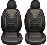 BREMER SITZBEZÜGE Housses de siège sur Mesure compatibles avec VW Caddy 4 conducteur et Passager à partir de 2015 PS808 Noir / Coutures Blanches.