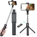 MOOWOOW 3 in 1 Bluetooth Selfie Stick, Extendable Bluetooth Selfie Stick with Tripod Detachable Wireless Remote for iPhone 13 Pro /13/12/12 Pro/12 mini/SE/ 11, Sumsung S10/S9/S8, Huawei, Xiaomi