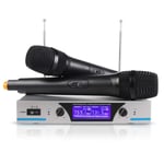 Qiandeng Wireless Microphone Professional Karaoke Microphone Set System with Portable Receiver, Dual Channel with 2 Handheld Microphones for Party Wedding Music Singing,Receiving Range 100m