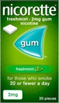 30 x Nicorette Chewing Gum Freshmint 2mg Nicotine Relieves Cravings Fast Acting