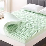 Best Price Mattress Surmatelas en Mousse à mémoire de Forme 5 Zones de 10,2 cm avec Infusion de thé Vert apaisante, certifié CertiPUR-US, Grand lit Court