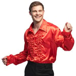 Boland - Chemise disco à volants, Rouge, pour homme, déguisement, t-shirt de fête, Schlagermove, années 70, fête de thème, carnaval