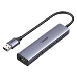 UGREEN USB-A Adapter 5-in-1 - 4 x USB3.0 + 1 x USB-C Inngang - Grå