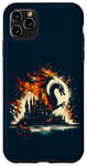 Coque pour iPhone 11 Pro Max Jeu de fantastiques château de réflexion de dragon flamme double exposition