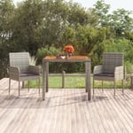 vidaXL Trädgårdsbord med träskiva grå 90x90x75 cm konstrotting 319898