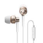 Edifier P270 In-ear Computer Headset - Metallic Earbud Headphones with Mic and Remote Control - Gold