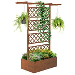 Outsunny Wood Planter with Trellis, Raised Garden Bed Privacy Screen Planter Box to Grow Vegetables, Herbs and Flowers for Garden, Patio, Deck, Orange
