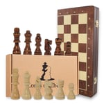 Shakkipeli shakkilauta puuta laadukasta - Taitettava shakkilautasetti isoilla shakkinappuloilla lapsille ja aikuisille 40 x 40 cm