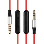 Red Replacement Audio Cable for Skullcandy Crusher AVIATOR 2.0 headphone w/remote volume control and mic for iOS Gold Plated Jacks