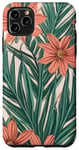 Coque pour iPhone 11 Pro Max Fleurs tropicales et feuillage vert esthétiques et rayonnantes