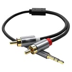3,5 mm till RCA-kabel 3 m lång guldpläterad kontakt PVC Aluminium Anti-böjning RCA till ljudadapter för PC TV