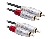 Qoltec - Ljudkabel - Rca X 2 Hane Till Rca X 2 Hane - 3 M - Svart