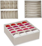 Underwear Drawer Organizers, 4 Set Closet Containers Drawer Organizers Collapsible Wardrobe Organisers Folding Storage Bins Fabric Storage Boxes for Bras Socks Tie Scarves Handkerchief Organiser，white