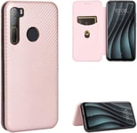 Case Tablet Pc For Htc Desire 20 Pro Carbon Fiber Texture Magnétique Retournement Horizontal Tpu+Pc+Étui En Cuir Pu Avec Fente For Carte Tablet Couverture Arrière Color : Pink