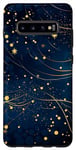 Coque pour Galaxy S10+ Jolie étoile scintillante bleu nuit dorée