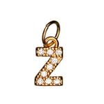 Bokstavshänge med strass Z – längd 7 mm, mässing, pläterat med 9 karat guld