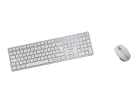 CHERRY DW 9100 SLIM - Tastatur- og mussett - trådløs - 2.4 GHz, Bluetooth 4.2 - Tsjekkisk/slovakisk - hvit/sølv