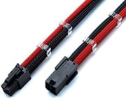 Shakmods 4 Pin ATX CPU Motherboard Sleeved Extension Cable 30cm + 2 Cable Combs (Black & Red)