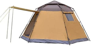Nologo CKQ-KQ Tente de camping à 6 pans entièrement automatique pour 5-8 personnes Tente de camping instantanée étanche pour sports de plein air Randonnée Voyage Rainfly, café
