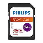 Philips Ultra Speed Carte SDXC 64 Go UHS-I U1, Vitesse de Lecture jusqu'à 80 Mo/s, V10, Carte mémoire pour Appareil Photo, Tablette, Ordinateur Personnel, Lecteur de Carte, vidéo Full HD