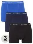 Calvin Klein Core 3 Pack Trunks - Blue/Navy/Black, Blue/Navy/Black, Size L, Men