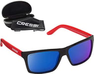 Cressi Rio-Sunglasses Premium Lunettes de Soleil Polarisées 100% Anti UV-avec étui Rigide Mixte, Rouge Noir/Verres Miroir Bleu, Taille Unique
