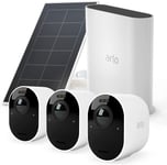 Arlo Ultra 2 Wireless Outdoor Home Security Camera, CCTV, 3 Camera System and FREE Arlo Solar Panel Charger bundle - White, With 90-day FREE trial Arlo Secure Plan