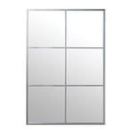 DRW Miroir Mural rectangulaire de fenêtre en métal argenté 80x2x120cm