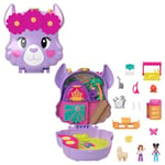 Polly Pocket Mini Toys, Camp Adventure Llama Compact Playset with 2 Micro Dolls and 13 Accessories, Pocket World Travel Toys with Surprise Reveals, HKV33