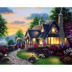 LUOYCXI DIY digital painting adult kit canvas painting bedroom living room decoration painting cartoon cottage-50X50CM