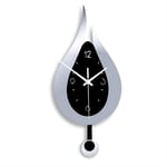 ZQD 15in Kitchen Wall Clock with Pendulum，Modern Stylish Quartz Non-ticking Silent Design Decorative Wall clocks，for Home Living Room Office Bedroom, Silver