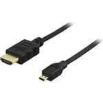 DELTACO Deltaco Hdmi-kabel, 19-pin Ha-micro Ha, 1080p, Svart, 2m
