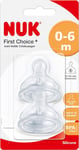NUK First Choice+ Baby Bottle Teat, 0-6 Months, small feedhole, Transparent