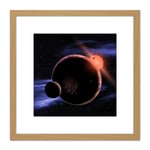 Space NASA Red Dwarf Planet Concept Illustration 8X8 Inch Square Wooden Framed Wall Art Print Picture with Mount