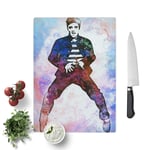 Elvis Presley The Jailhouse Rock in Abstract Toughened Glass Chopping Board Kitchen Worktop Saver Non-Slip, 39 x 28.5 cm