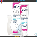 Veet Pure Hair Removal Cream Legs Body Sensitive Skin,1 Spatula, 200ml Fast Ship