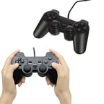 Paire De Manette Pour Playstation 2 Ps2 Avec Câble Dual Vibration - Joypad Controller - Plug Et Play - Noir