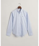 Gant Mens Slim Fit Long Sleeve Poplin Shirt - Blue - Size Large