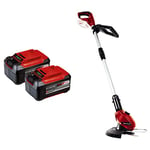 Einhell Power X-Change 18V, 5.2Ah Lithium-Ion Battery Twin Pack - 2 x 5,2Ah Batteries & Power X-Change 18V Cordless Strimmer - 24cm Cutting Width,GE-CT 18 Li Solo Lawn Trimmer