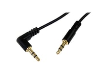 StarTech.com 3 ft. (0.9 m) 3.5mm Audio Cable - 3.5mm Slim Audio Cable - Right Angle - Male/Male - Aux Cable (MU3MMSRA) - ljudkabel - 91 cm