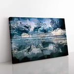 Big Box Art Ocean Reflections in Italy in Abstract Canvas Wall Art Print Ready to Hang Picture, 76 x 50 cm (30 x 20 Inch), Blue, Grey, Teal, Blue, Black