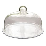 Cabilock Round Cake Dome Cover Glass Food Plate Lid Food Serving Platter Stand for Fruit Ice Cream Salad Cheese Dessert Display