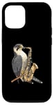 Coque pour iPhone 12/12 Pro Faucon pèlerin jouant du saxophone