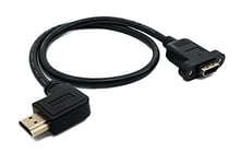System-S Câble HDMI 1.4 mâle vers femelle - 30 cm - Adaptateur coudé à vis - Noir