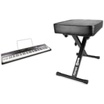 RockJam 88 Key Digital Piano with Full Size Semi-Weighted Keys, Power Supply & Simply Piano Lessons & RJKBB100 Premium Adjustable Padded Keyboard Bench or Digital Piano Stool with lessons.