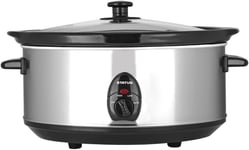 6.5 Litres 320W Stainless Steel Slow Cooker With 3 Heat Settings Dishwasher Safe