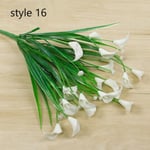 Artificial Plant Fake Leaf Green Grass Style 16