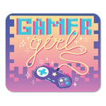 Purple Geek Gamer Girl Cute Colorful Retro Game Controller Home School Game Player Computer Worker MouseMat Mouse Padch