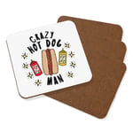 Crazy Hot Dog Man Stars Coaster Drinks Mat Set Of 4 Fast Food Funny Joke Chilli